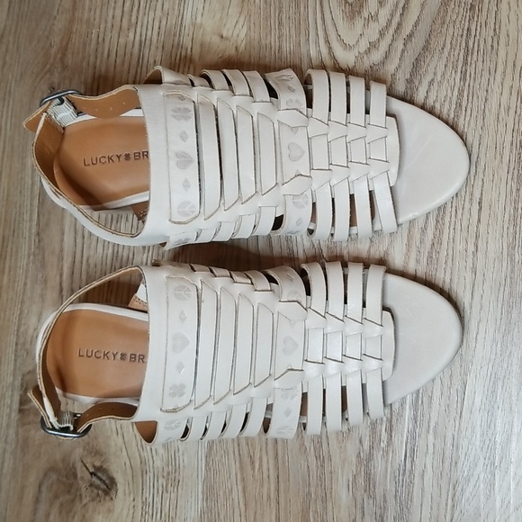 Lucky Brand Natissha Slingback Open Toe Low Tan Block Heel Shoes Size 7 - Picture 2 of 13